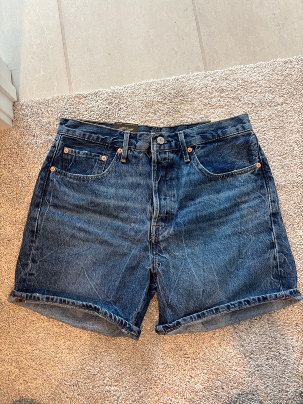 Levi's 501 High Rise Dark Blue Denim Shorts